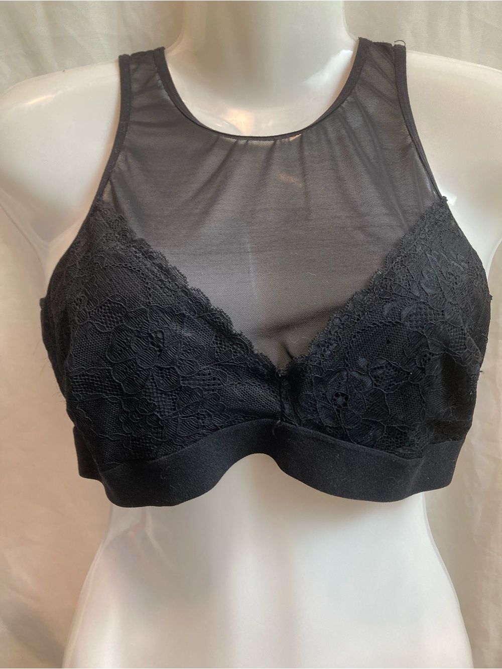 Nicole Miller New York Black Lace Mesh Bralette Size L
